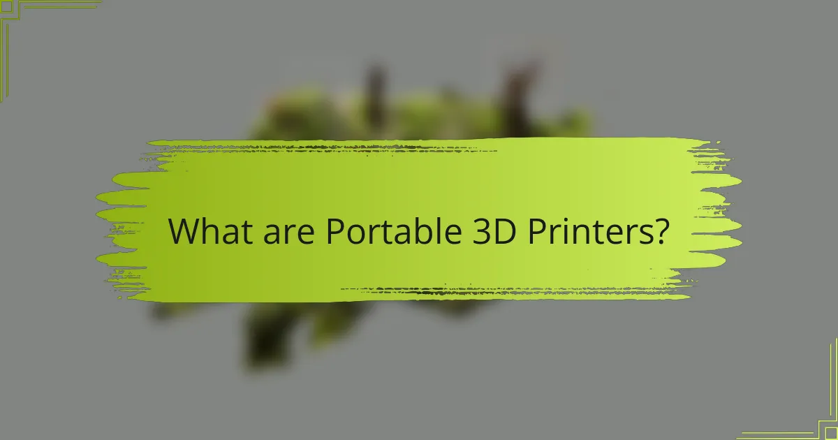 What are Portable 3D Printers?