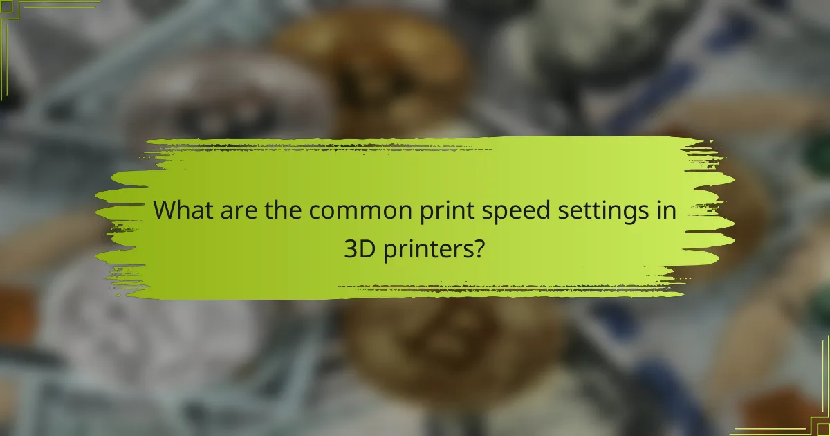 What are the common print speed settings in 3D printers?