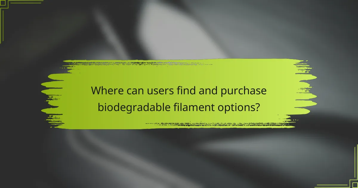 Where can users find and purchase biodegradable filament options?